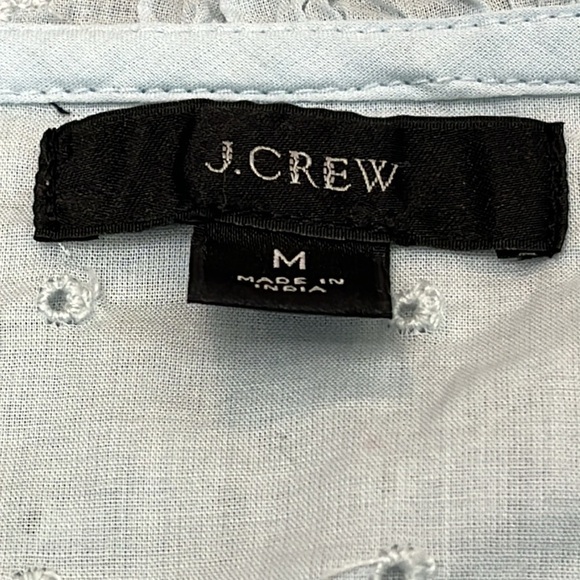 J Crew Eyelet Lace  Bib Long Sleeve Ruffle Top Sz M Prairie Victorian Romantic - Picture 11 of 13